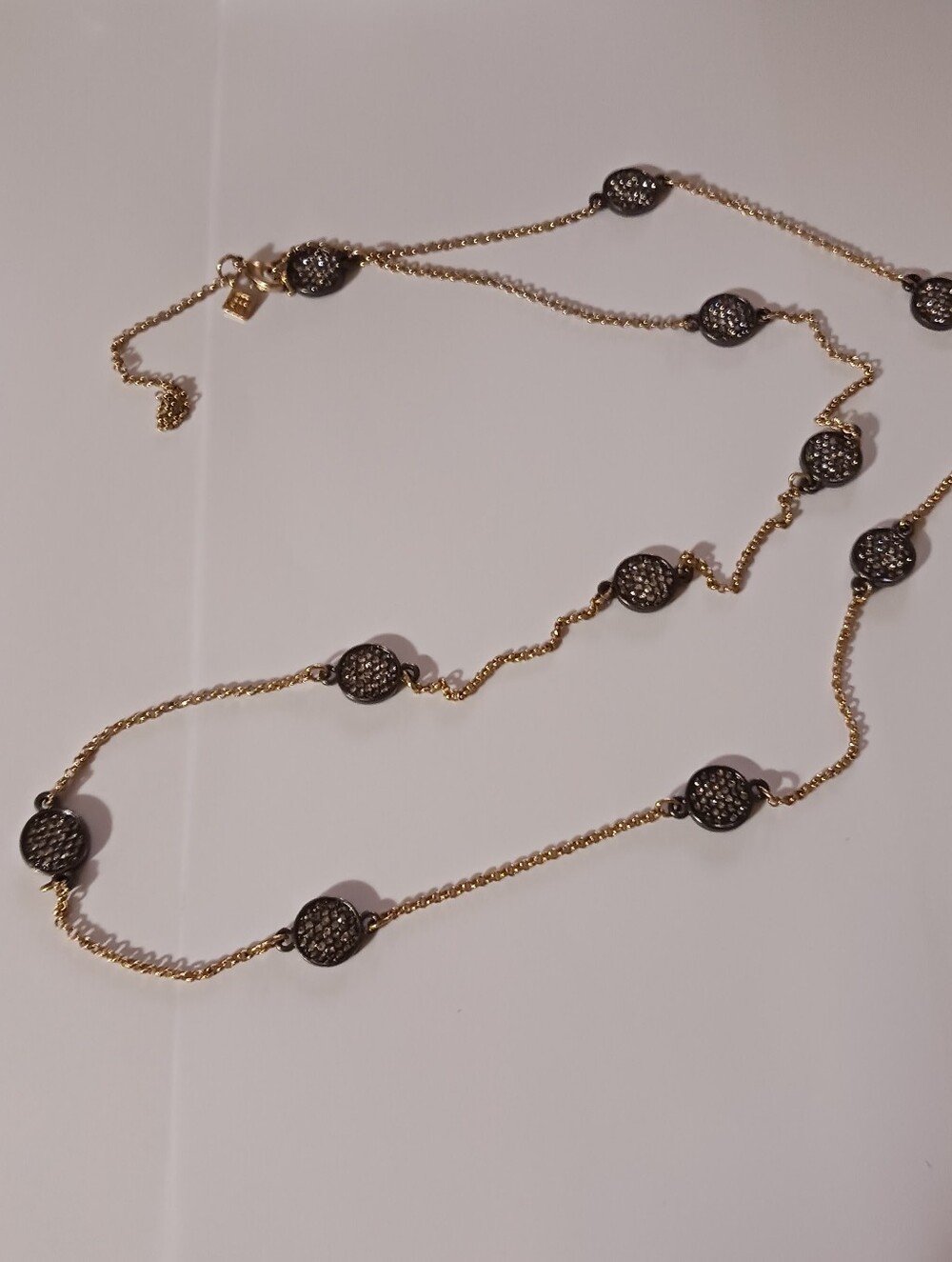 Vintage Banana Republic 2010 Station Necklace, Rhinestone Medallions